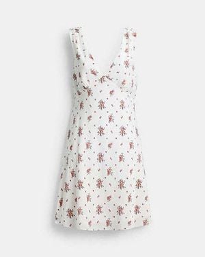 COACH Spring Blossom Print Silk Dress - Black