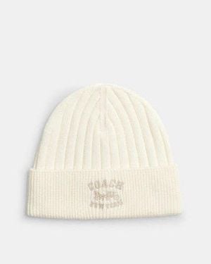 COACH Gorro De Punto En Blanco - Negro