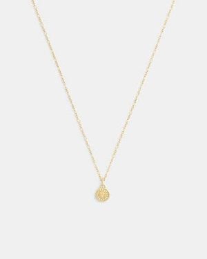 COACH Pavé Coin Pendant Necklace - Black
