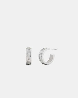 COACH Repeated C Huggie Earrings - Black