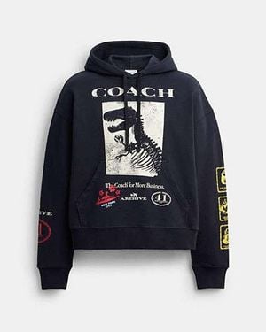 COACH Dinosaur Collage Relaxed Hoodie - Black