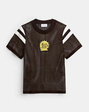 COACH Brain Dead Fussball-T-Shirt Aus Netzstoff - Schwarz