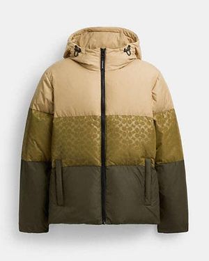 COACH Colourblock Down Jacket - Green