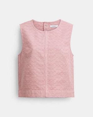 COACH Top Sin Mangas De Tela Vaquera De Firma - Negro
