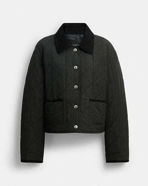 COACH Quilted Jacket With Corduroy Collar - Black