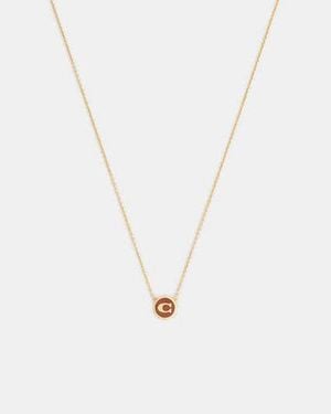 COACH Signature Emaille-Münzanhänger-Halskette Für Frauen - Schwarz
