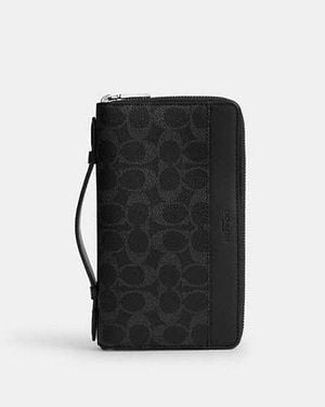 COACH Organisateur De Voyage À Double Fermeture Éclair En Toile Signature Pour Hommes - Noir