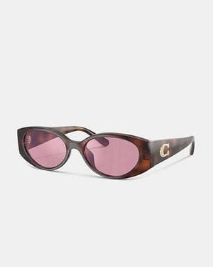 COACH Maxi Sculpted C Schmale Runde Sonnenbrille Für Frauen - Schwarz