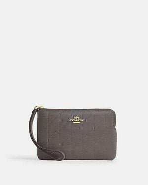 COACH Corner Zip Wristlet With Quilting - Black