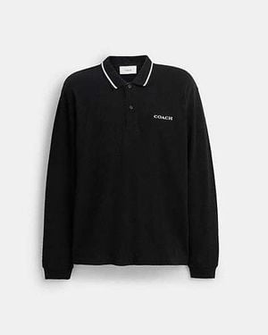 COACH Trim Long Sleeve Polo - Black