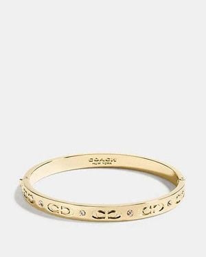 COACH Signature Hinged Bangle - Black