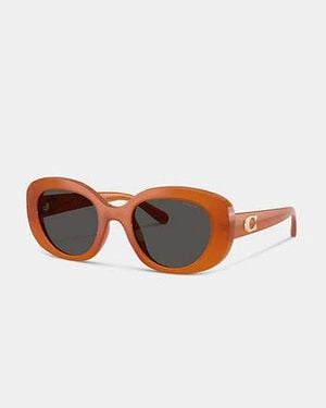 COACH Maxi Sculpted C Übergroße Runde Sonnenbrille Für Frauen - Schwarz