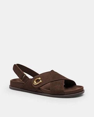 COACH Sculpted C Criss Cross Sandal - Black