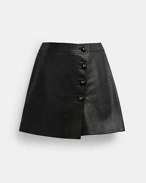 COACH Asymmetrical Leather Skirt - Black