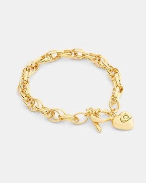 COACH Heart Chain Link Bracelet - Black