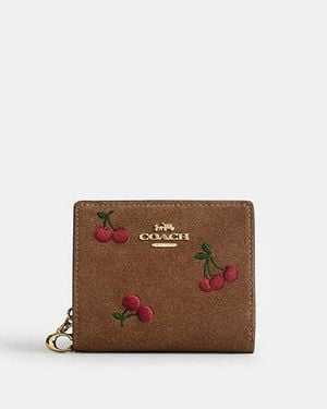 COACH Snap Wallet With Cherry Embroidery - Black