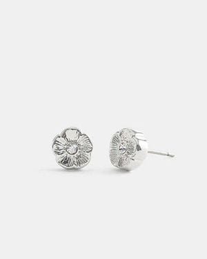 COACH Tea Rose Stud Earrings - Black