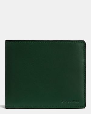 COACH Compact Id Wallet In Leather - Green