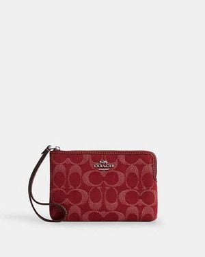 COACH Corner Zip Wristlet - Red