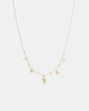 COACH Mini Cat Pearl Charms Necklace - Black
