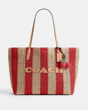COACH Large City Tote Bag With Charms - Red
