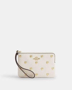 COACH Wristlet À Fermeture Zippée D'Angle Avec Clous - Noir