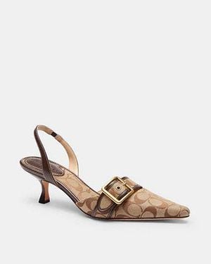 COACH Margot Slingback Aus Signature Sateen Jacquard Für Frauen - Schwarz