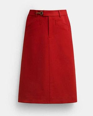 COACH Solid A-Line Skirt - Red