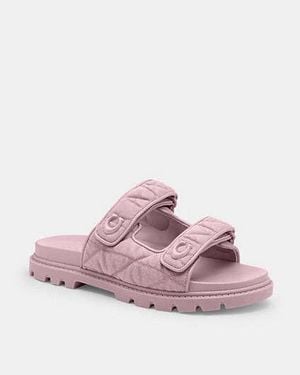 COACH Sculpted C Double Band Sandal With Quilting - Black