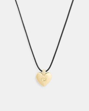 COACH Heart Cord Pendant Necklace - Black
