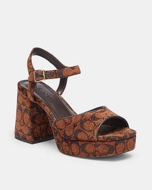 COACH Sandalette Mit Blockabsatz Aus Signature-Chenille Für Frauen - Schwarz