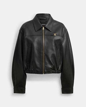 COACH Heritage C Cropped Blouson Jacket - Black