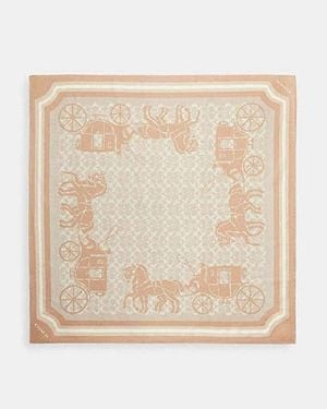 COACH Signature Print Silk Scarf - Black