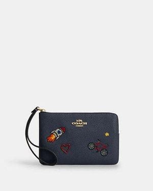 COACH Corner Zip Wristlet - Black