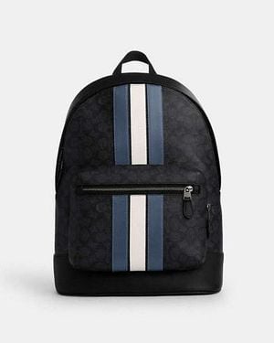 COACH West Backpack With Varsity Stripe - Black