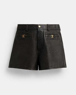 COACH Shorts Heritage C En Cuir Aimé En Pour Femmes, Taille - Noir