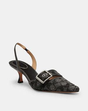 COACH Margot Slingback In Crystal Signature Jacquard - Black