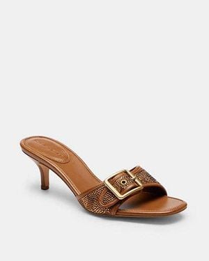 COACH Sandalia Margot Con Firma De Cristal En Castaño, Talla - Negro