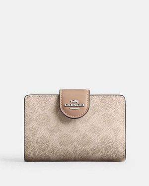COACH Medium Corner Zip Wallet In Signature Canvas - Black