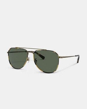 COACH Metal Windsor Pilot Sunglasses - Black