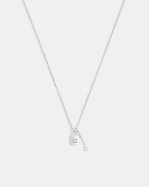COACH Collar Colgante Con Candado Signature En Gris - Negro