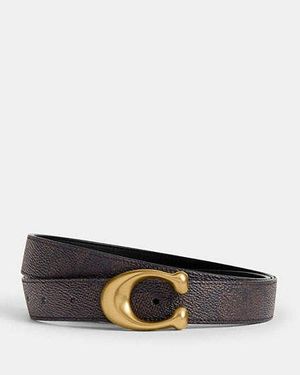COACH Sculpted C Buckle Reversible Belt, 25Mm - Black