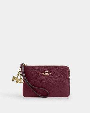 COACH Boxed Corner Zip Wristlet With Charms - Red