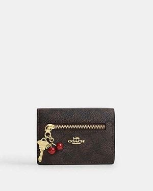 COACH Tarjetero Con Charms En Lona Signature En Negro