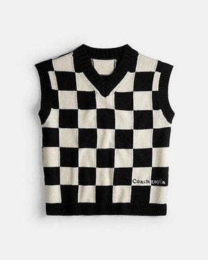 COACH Jumper Vest With Checkerboard Pattern - Black