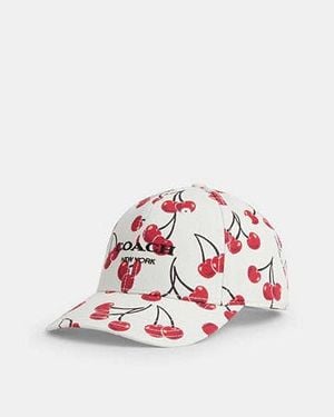 COACH Cherry Swirl Print Baseball Hat - Black