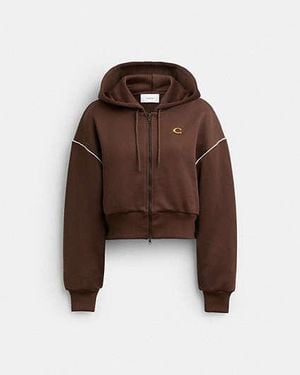 COACH Heritage Cropped Sport-Hoodie Mit Reißverschluss Und Langarm Für Frauen - Schwarz