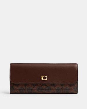 COACH Portafoglio Con Patta Lungo Mila - Marrone