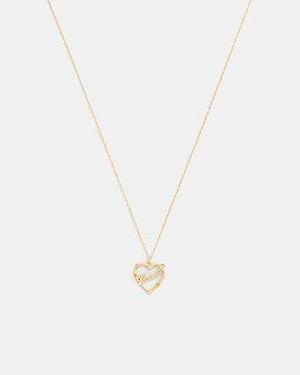 COACH Coach Script Heart Pendant Necklace - Black