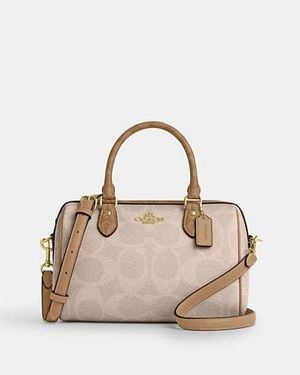 COACH Bolso Satchel Rowan De Lona De Firma Con Bloques - Negro